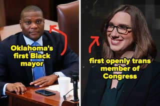 Split image: Left shows Oklahoma's first Black mayor; right shows first openly trans member of Congress