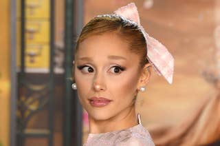 Ariana Grande looks to the side at the